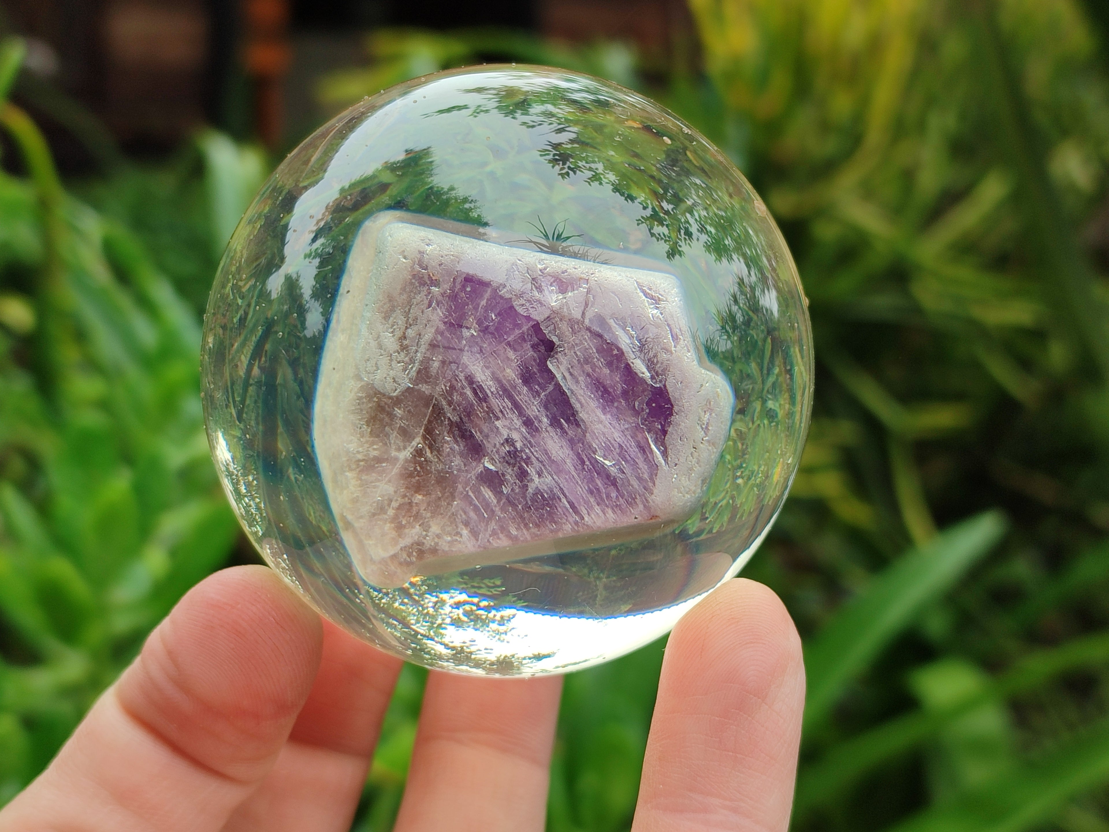 Polished Chevron Amethyst cobbed pieces in PVC Resin Spheres - sold per item - From Zambia - Toprock Gemstones and Minerals 