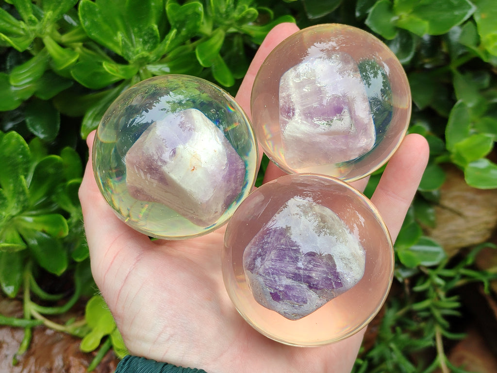 Polished Chevron Amethyst cobbed pieces in PVC Resin Spheres - sold per item - From Zambia - Toprock Gemstones and Minerals 
