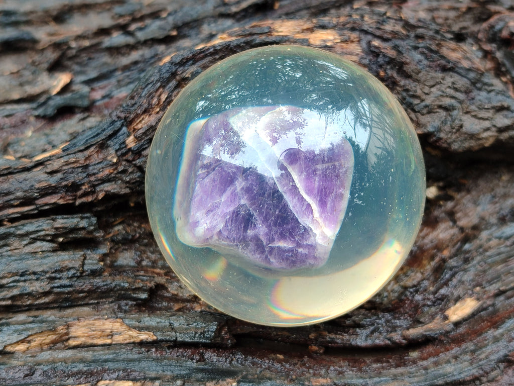 Polished Chevron Amethyst cobbed pieces in PVC Resin Spheres - sold per item - From Zambia - Toprock Gemstones and Minerals 