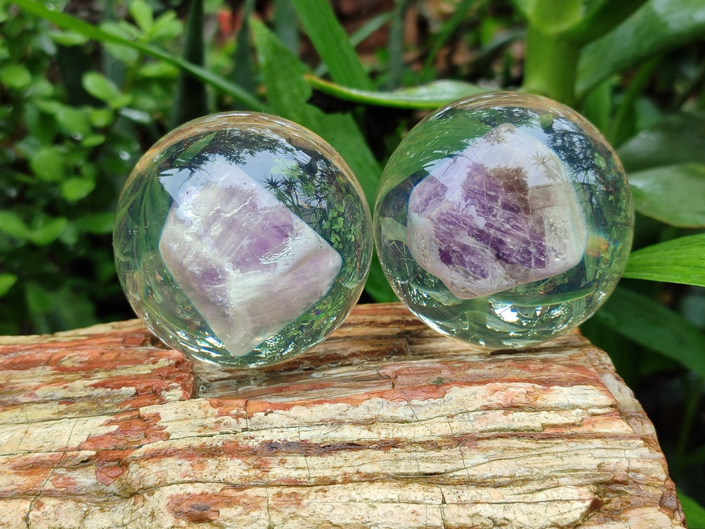 Polished Chevron Amethyst cobbed pieces in PVC Resin Spheres - sold per item - From Zambia - Toprock Gemstones and Minerals 