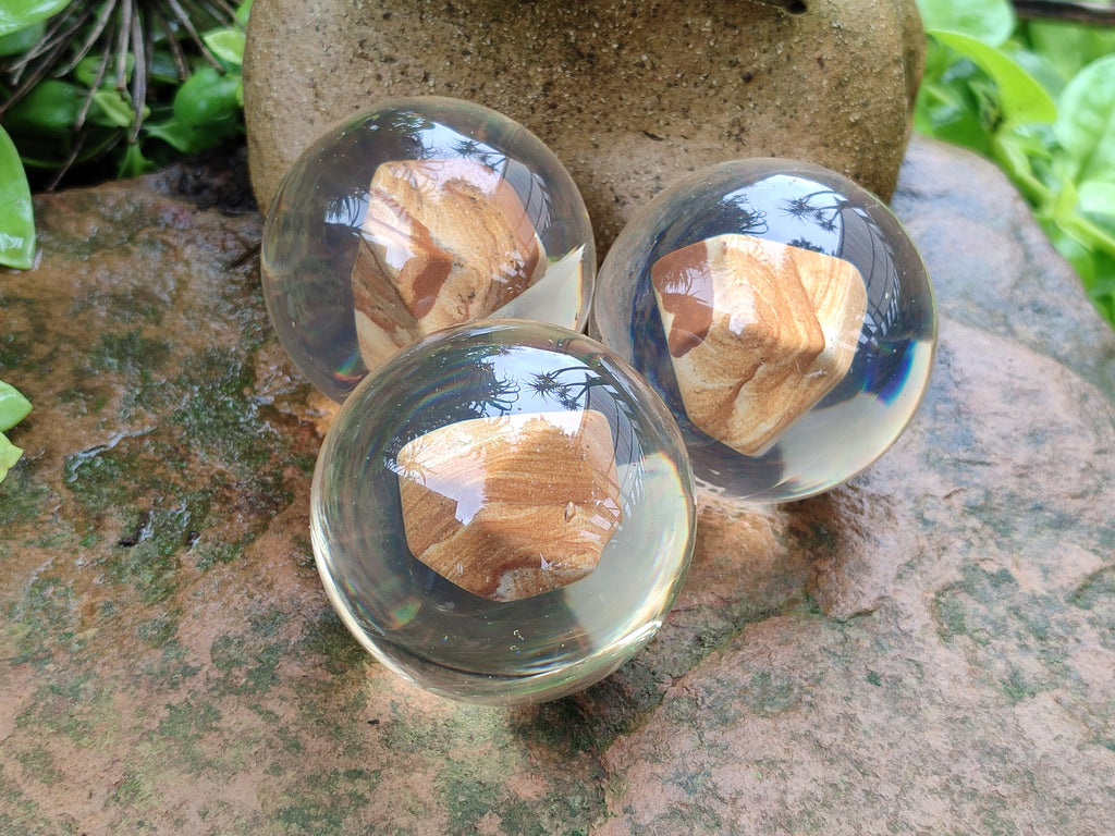 Polished Namibian Desert Picture Stone Jasper cobbed piece in PVC Resin Sphere - sold per item - From Namibia - Toprock Gemstones and Minerals 