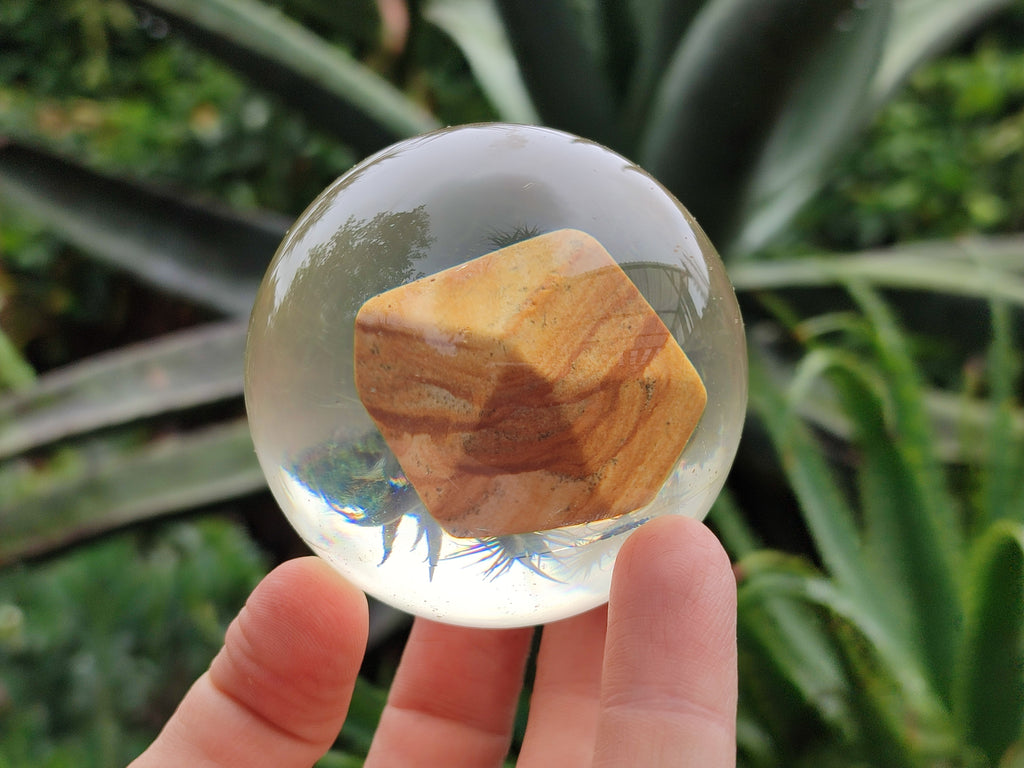 Polished Namibian Desert Picture Stone Jasper cobbed piece in PVC Resin Sphere - sold per item - From Namibia - Toprock Gemstones and Minerals 