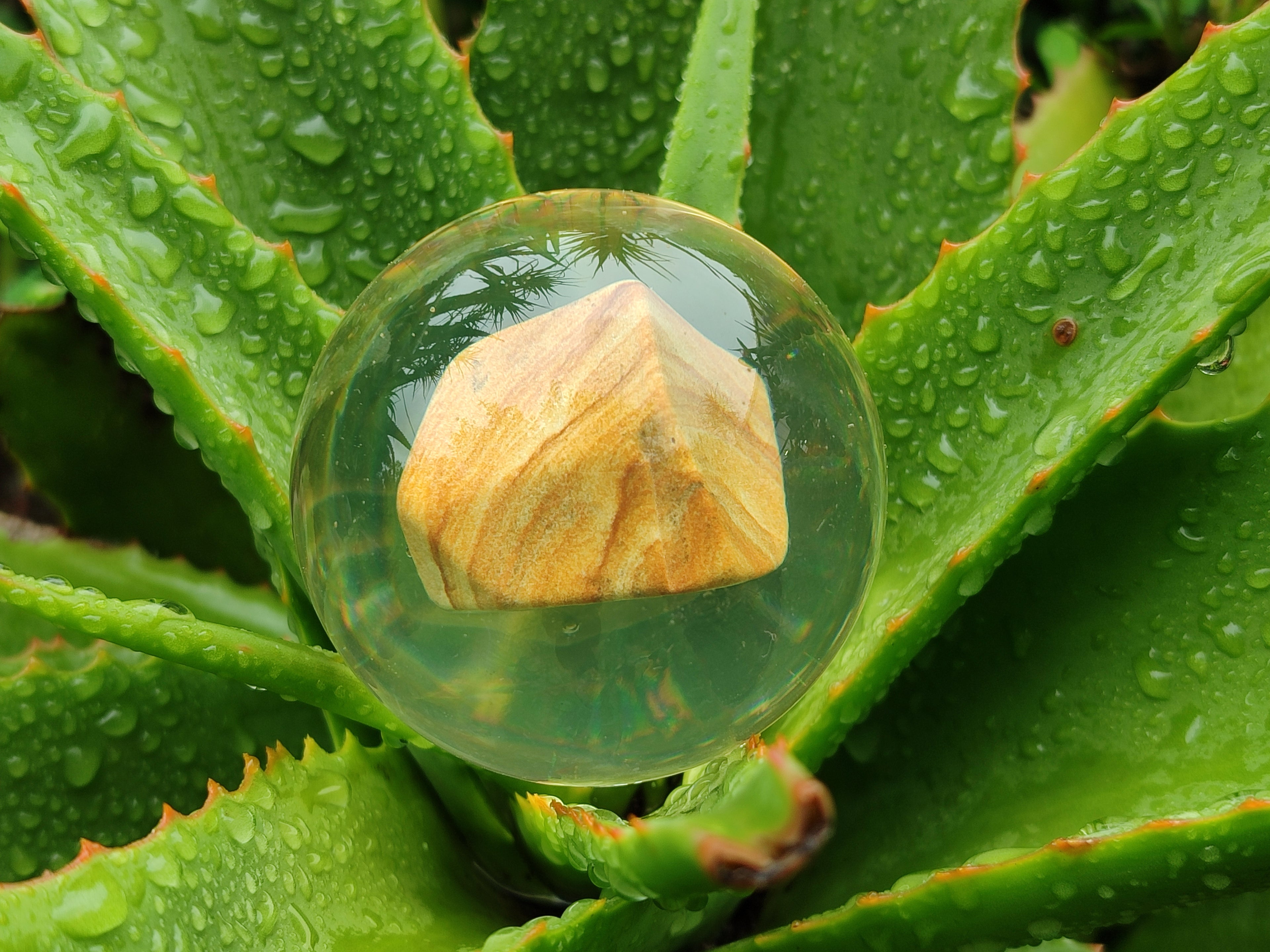 Polished Namibian Desert Picture Stone Jasper cobbed piece in PVC Resin Sphere - sold per item - From Namibia - Toprock Gemstones and Minerals 