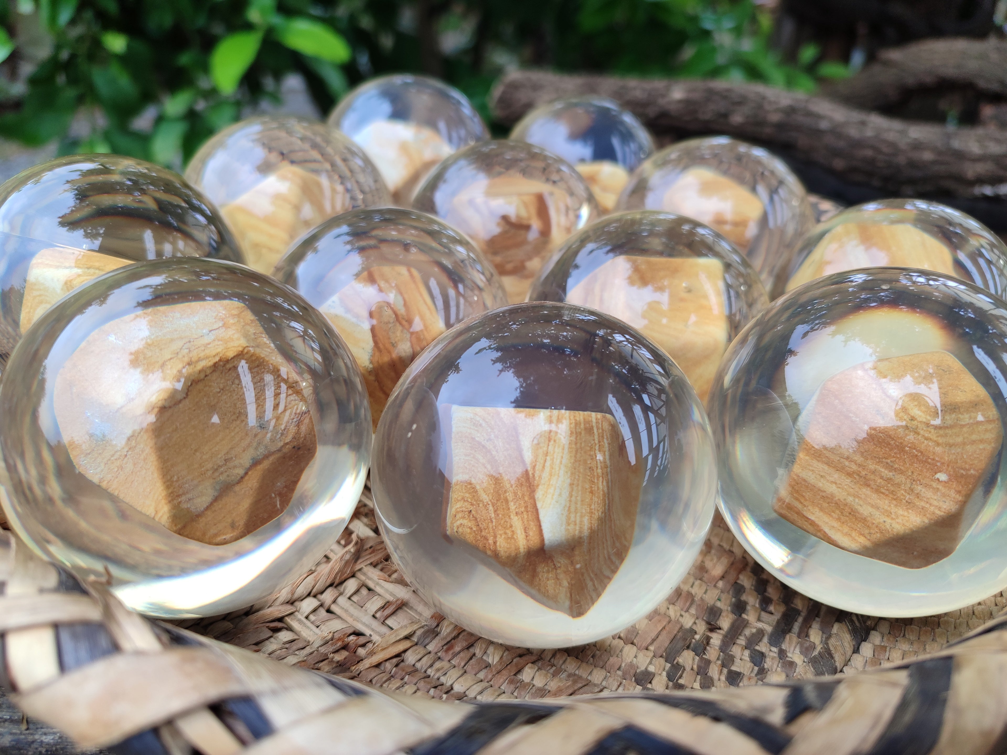 Polished Namibian Desert Picture Stone Jasper cobbed piece in PVC Resin Sphere - sold per item - From Namibia - Toprock Gemstones and Minerals 