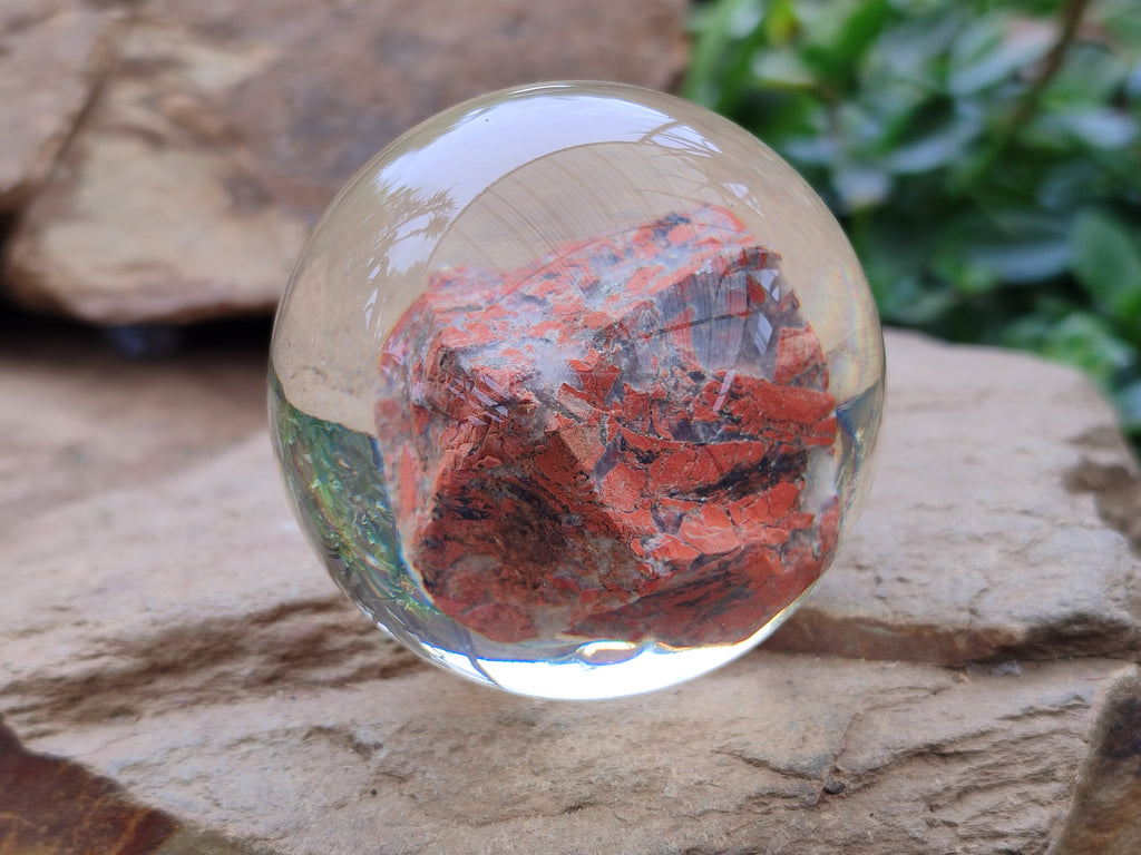 Polished  Brecciated Red Jasper cobbed piece in PVC Resin Sphere - sold per item - From Northern Cape, South Africa - Toprock Gemstones and Minerals 