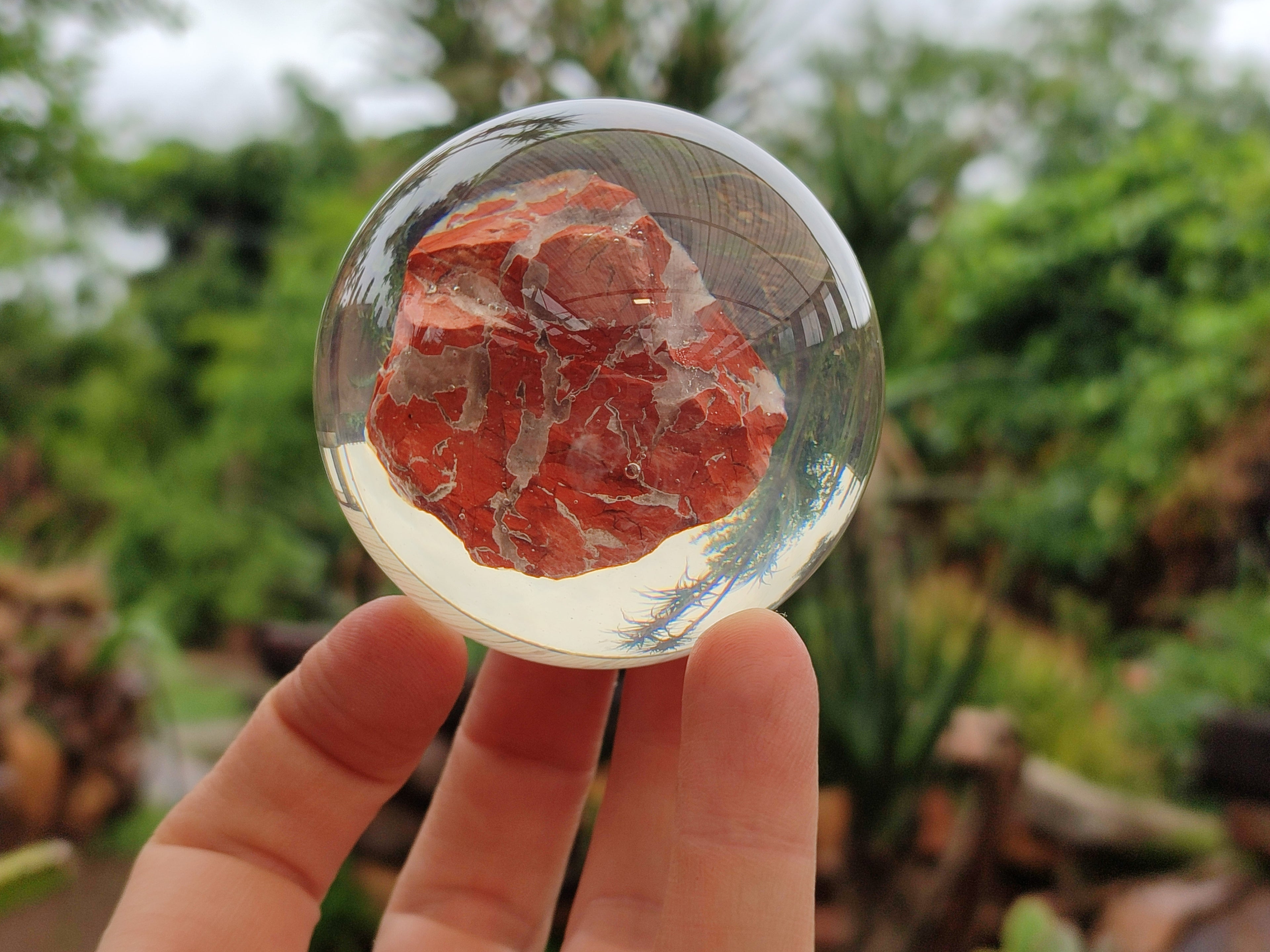 Polished  Brecciated Red Jasper cobbed piece in PVC Resin Sphere - sold per item - From Northern Cape, South Africa - Toprock Gemstones and Minerals 