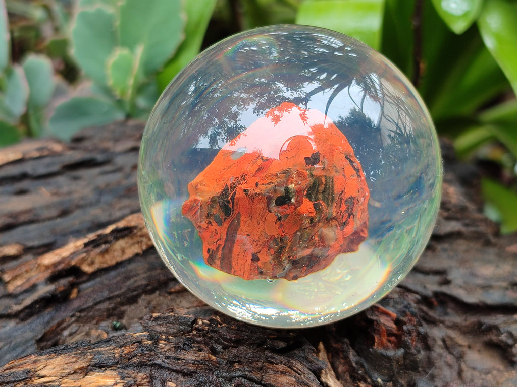 Polished  Brecciated Red Jasper cobbed piece in PVC Resin Sphere - sold per item - From Northern Cape, South Africa - Toprock Gemstones and Minerals 