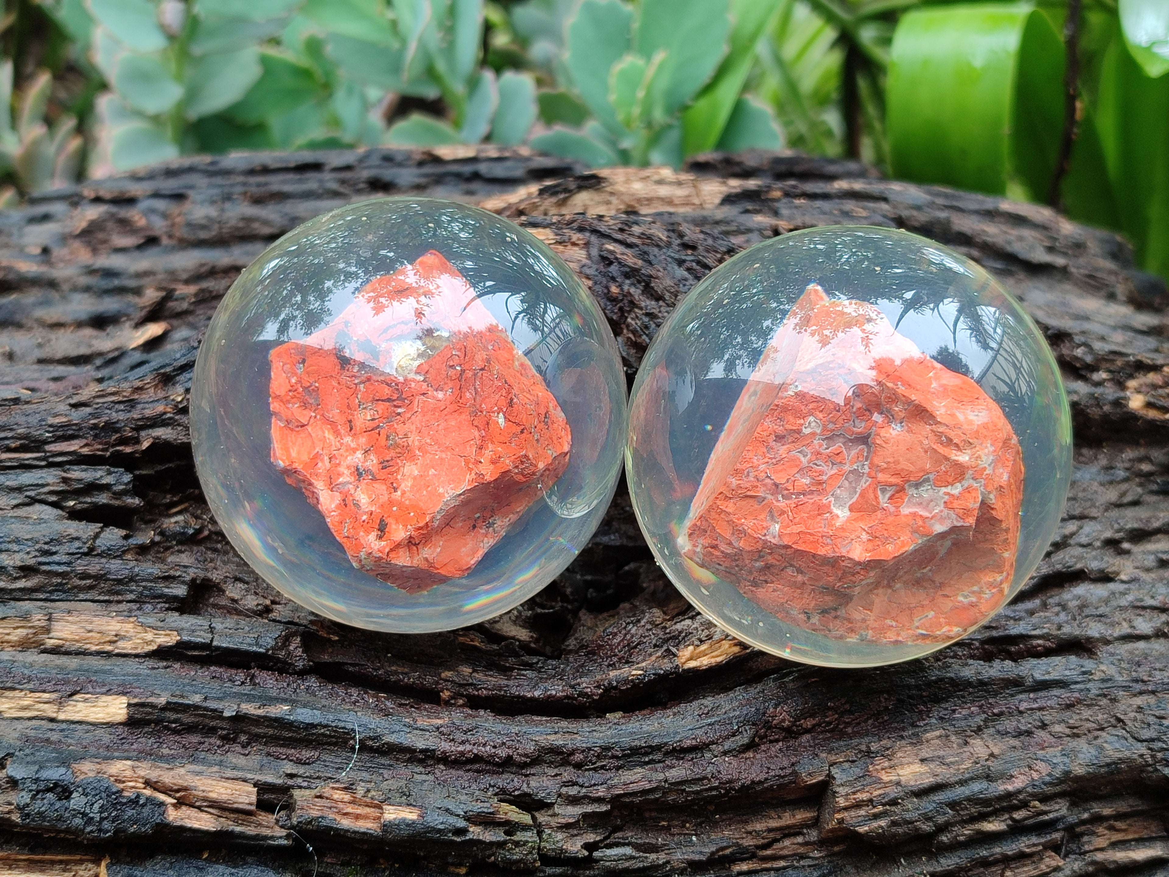 Polished  Brecciated Red Jasper cobbed piece in PVC Resin Sphere - sold per item - From Northern Cape, South Africa - Toprock Gemstones and Minerals 