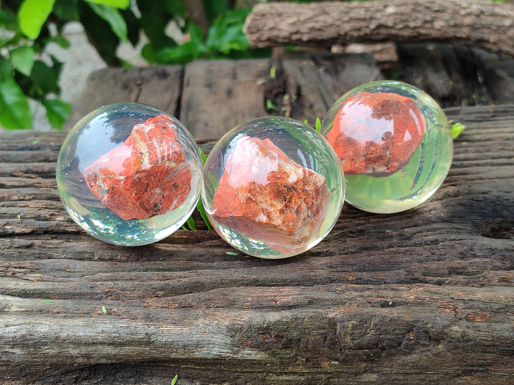 Polished  Brecciated Red Jasper cobbed piece in PVC Resin Sphere - sold per item - From Northern Cape, South Africa - Toprock Gemstones and Minerals 