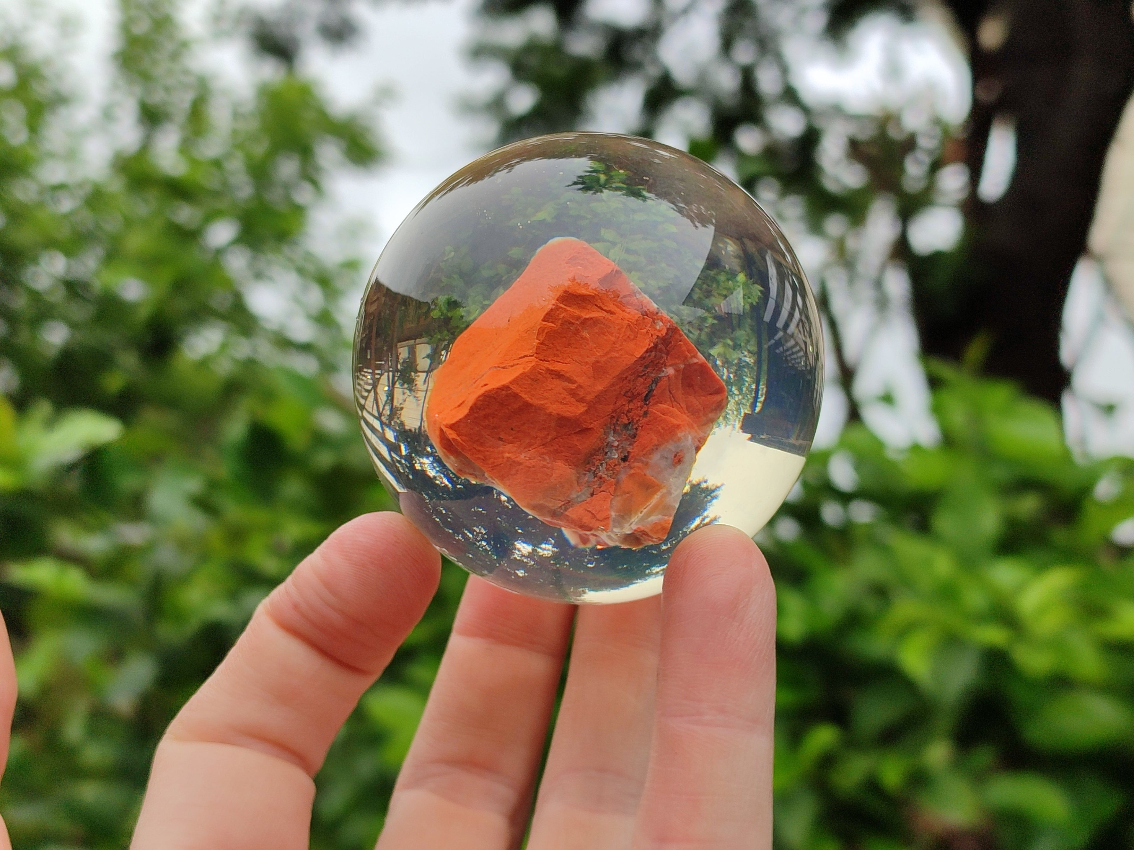 Polished  Brecciated Red Jasper cobbed piece in PVC Resin Sphere - sold per item - From Northern Cape, South Africa - Toprock Gemstones and Minerals 