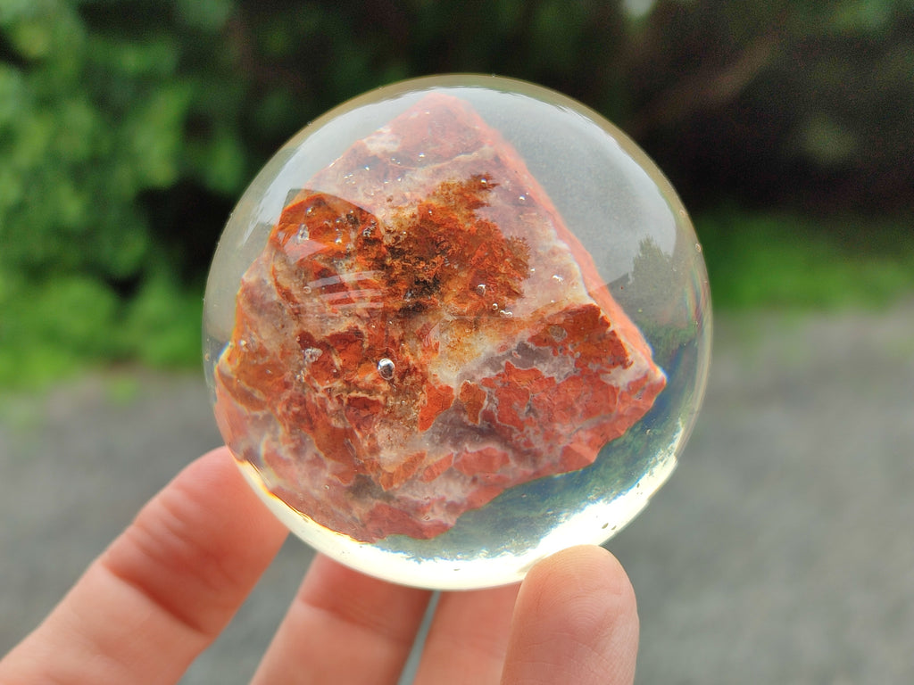 Polished  Brecciated Red Jasper cobbed piece in PVC Resin Sphere - sold per item - From Northern Cape, South Africa - Toprock Gemstones and Minerals 