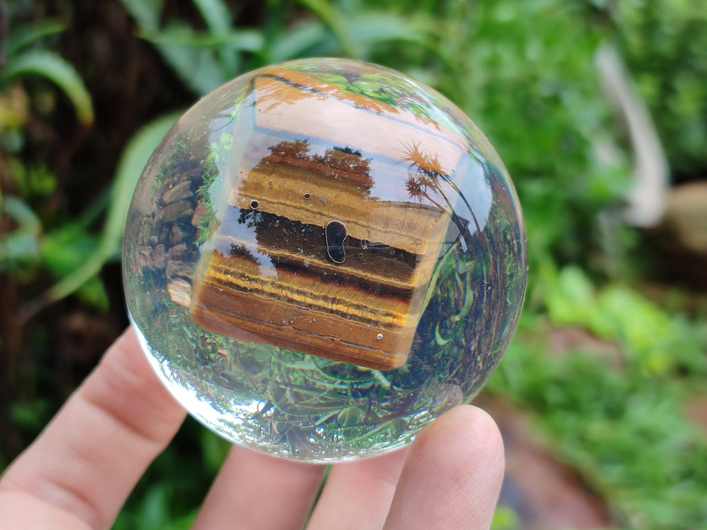Polished Tigers Eye cobbed piece in PVC Resin Sphere - sold per item - From Northern Cape, South Africa - Toprock Gemstones and Minerals 