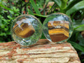 Polished Tigers Eye cobbed piece in PVC Resin Sphere - sold per item - From Northern Cape, South Africa - Toprock Gemstones and Minerals 
