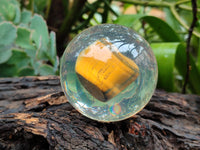 Polished Tigers Eye cobbed piece in PVC Resin Sphere - sold per item - From Northern Cape, South Africa - Toprock Gemstones and Minerals 
