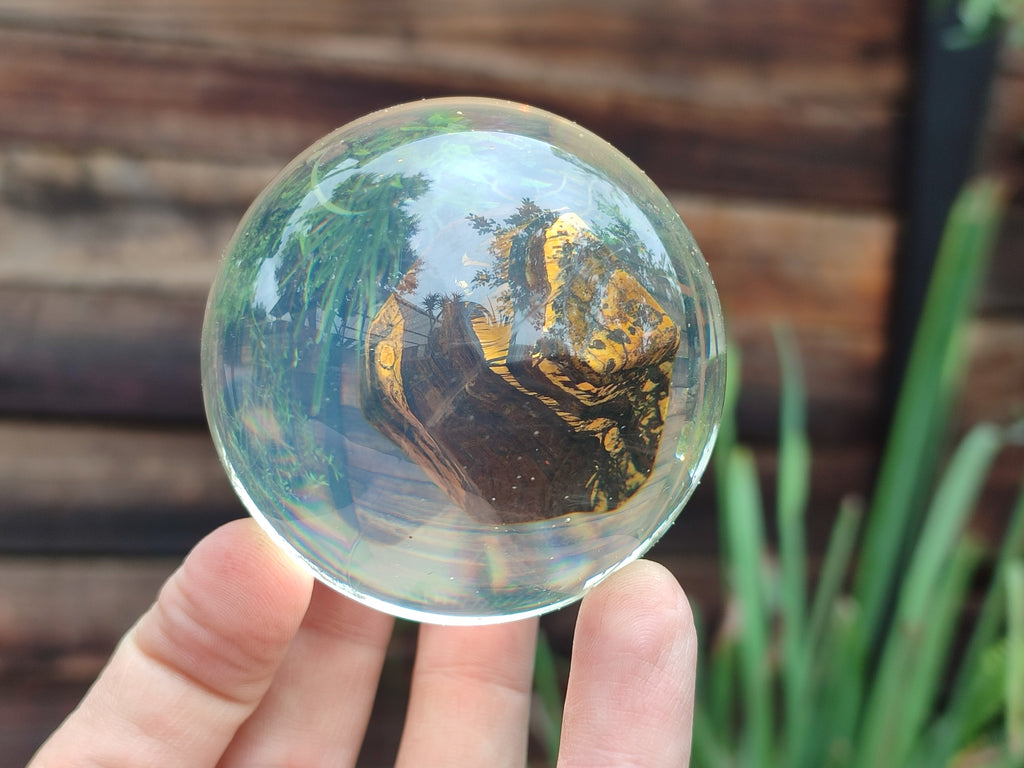 Polished Tigers Eye cobbed piece in PVC Resin Sphere - sold per item - From Northern Cape, South Africa - Toprock Gemstones and Minerals 