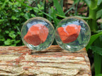 Polished Red Jasper cobbed piece in PVC Resin Sphere - sold per item - From South Africa - Toprock Gemstones and Minerals 