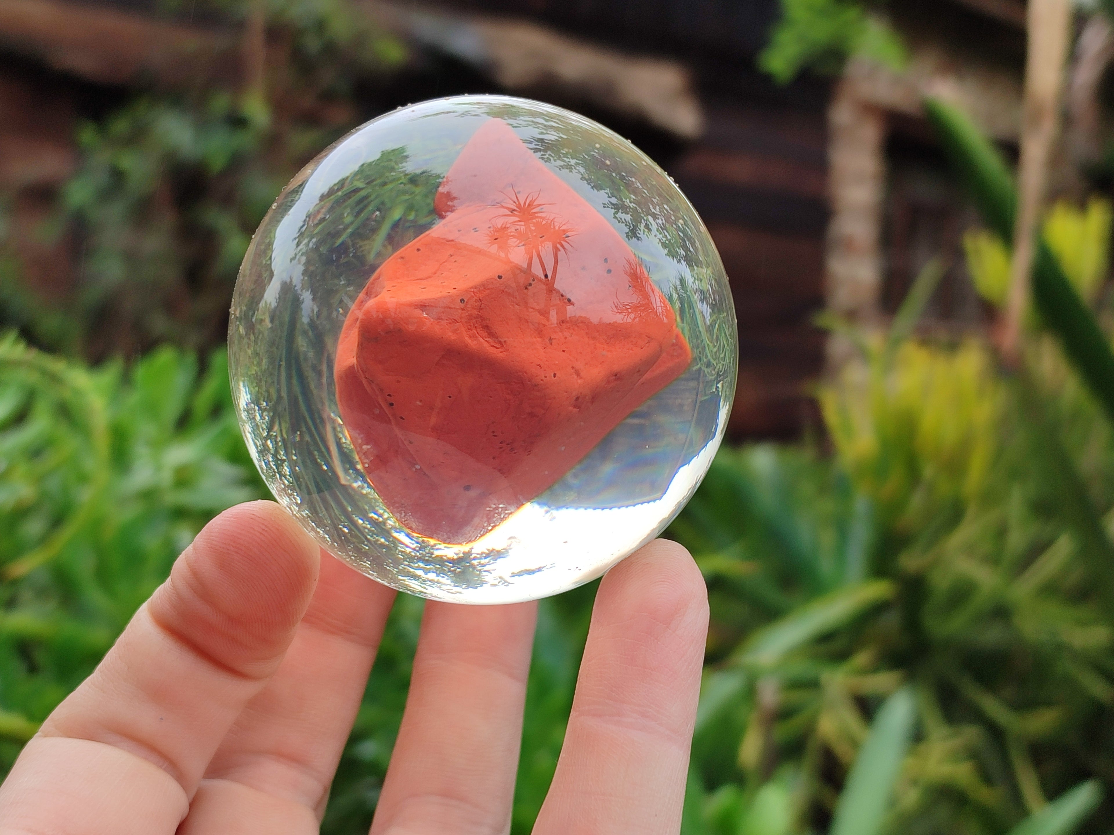 Polished Red Jasper cobbed piece in PVC Resin Sphere - sold per item - From South Africa - Toprock Gemstones and Minerals 