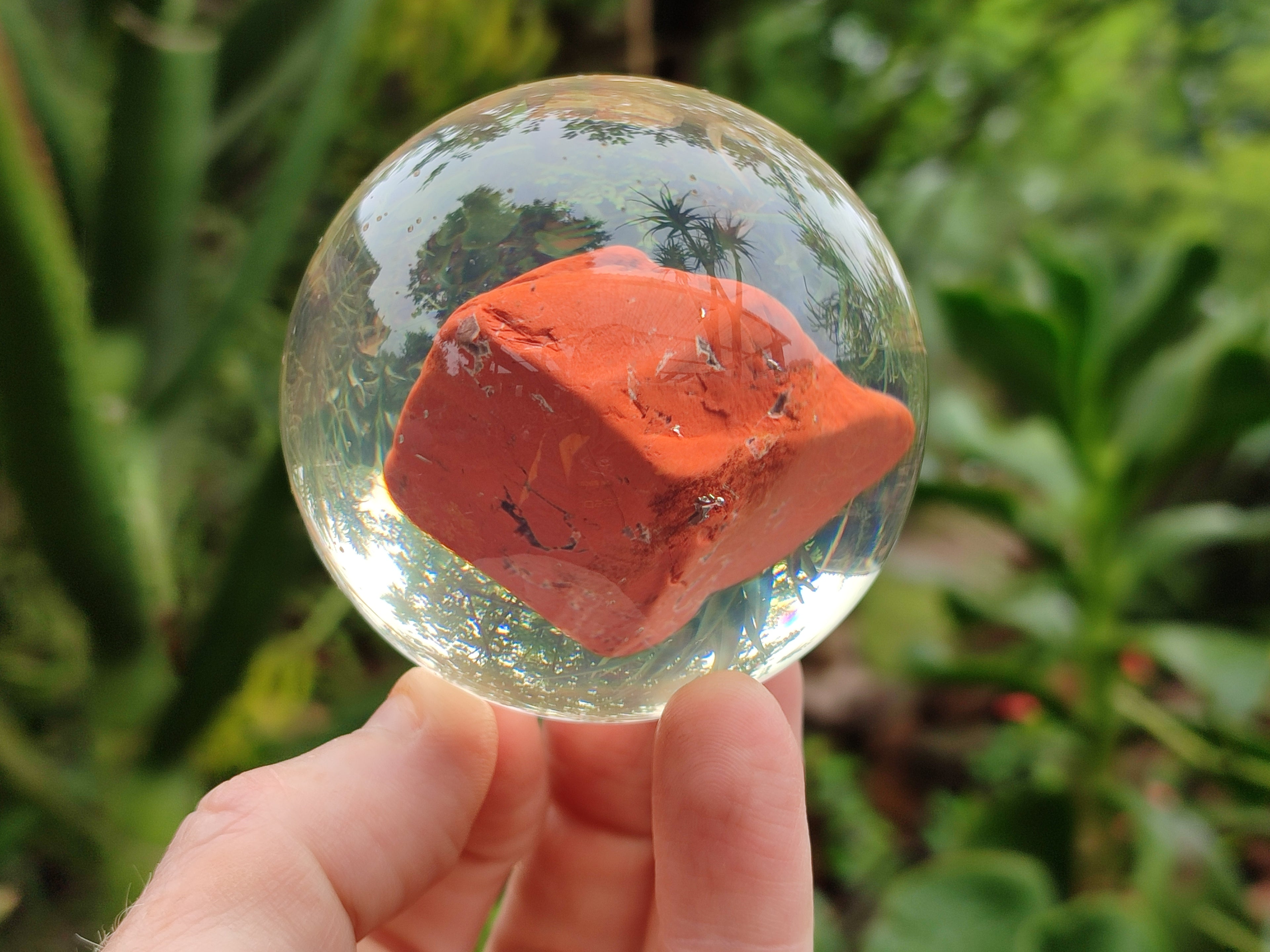 Polished Red Jasper cobbed piece in PVC Resin Sphere - sold per item - From South Africa - Toprock Gemstones and Minerals 