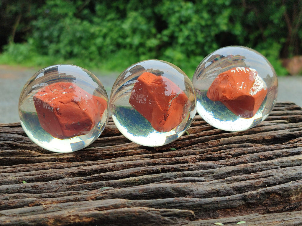 Polished Red Jasper cobbed piece in PVC Resin Sphere - sold per item - From South Africa - Toprock Gemstones and Minerals 