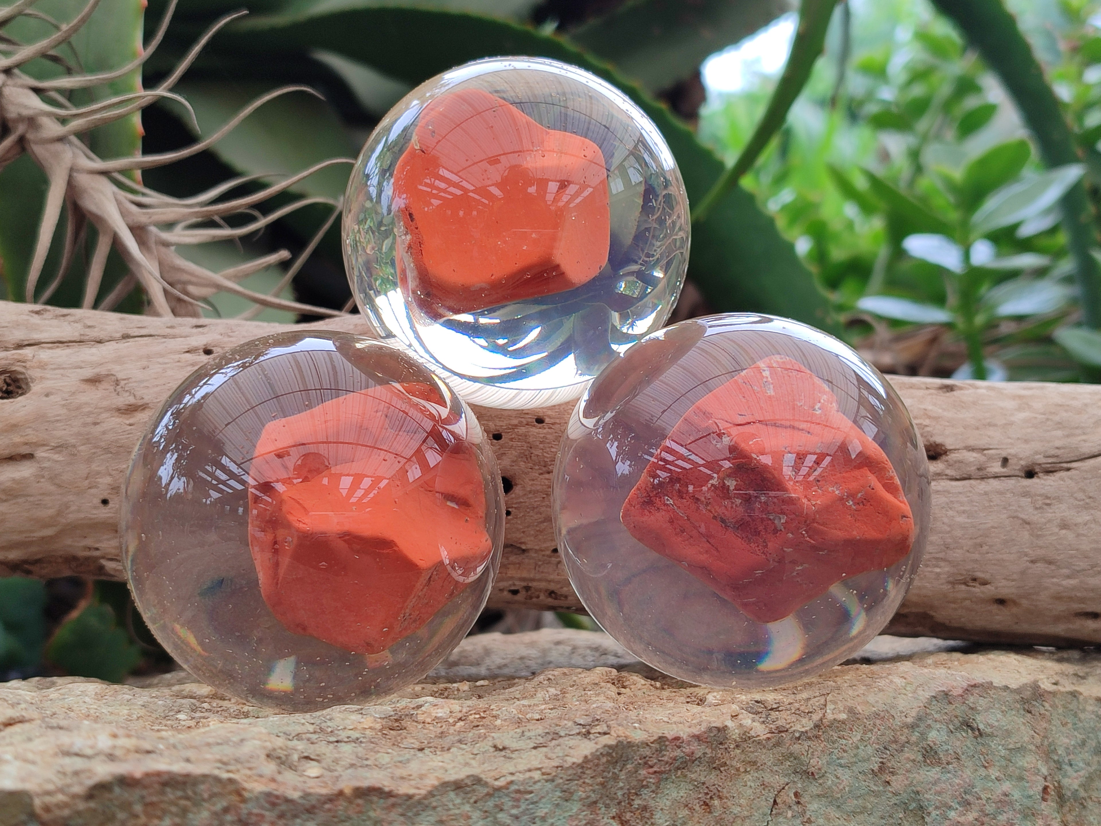 Polished Red Jasper cobbed piece in PVC Resin Sphere - sold per item - From South Africa - Toprock Gemstones and Minerals 