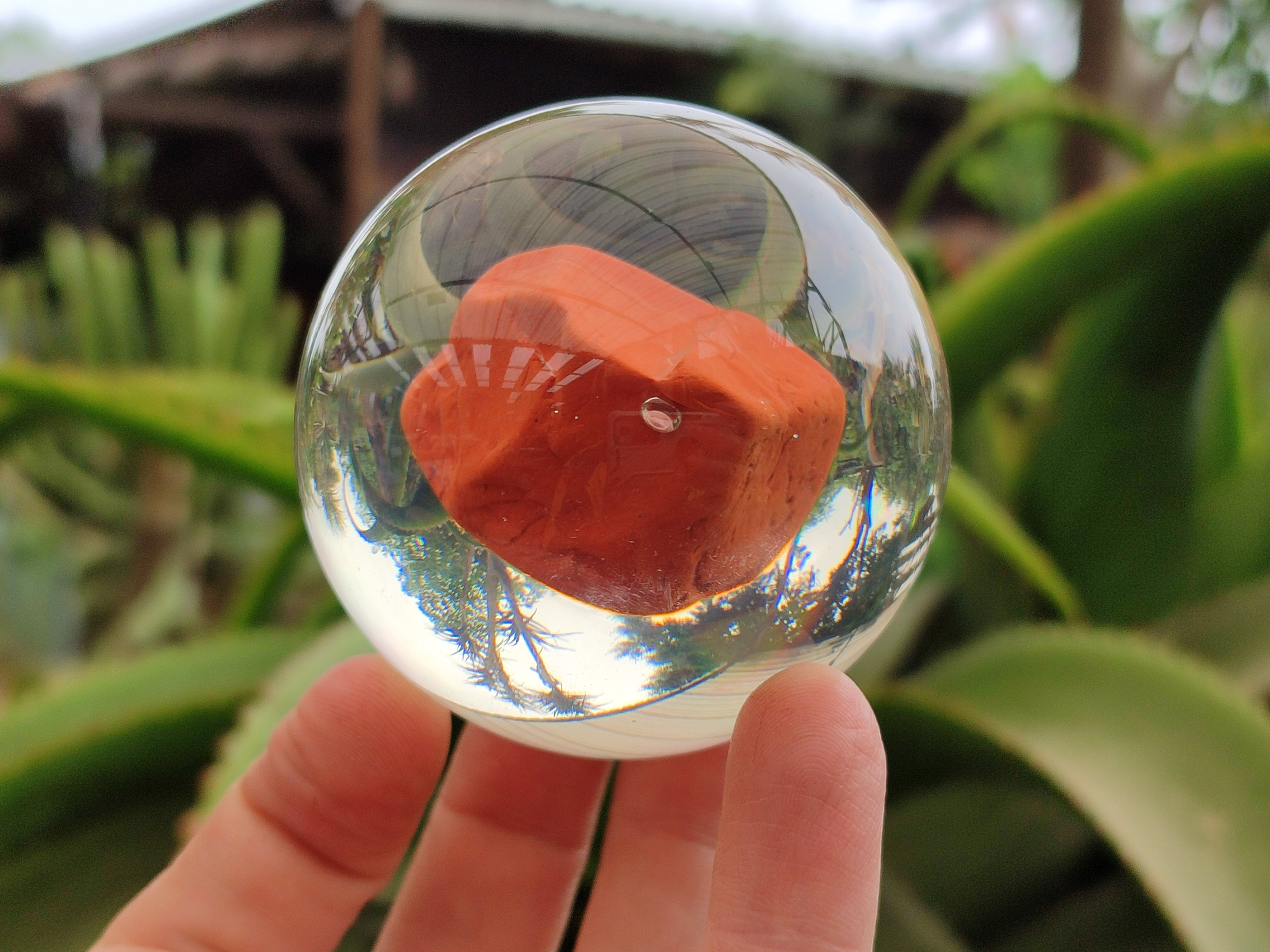 Polished Red Jasper cobbed piece in PVC Resin Sphere - sold per item - From South Africa - Toprock Gemstones and Minerals 