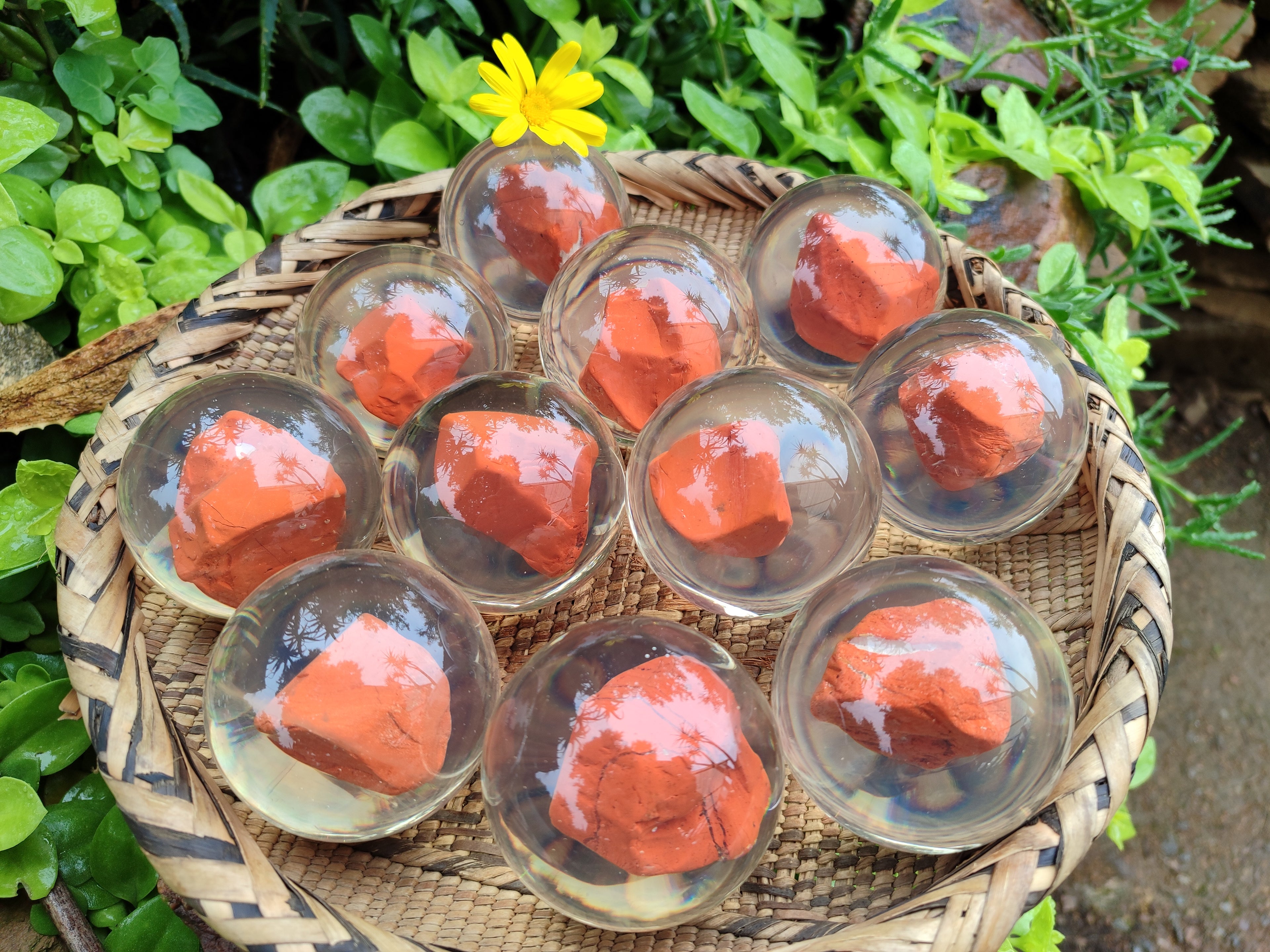 Polished Red Jasper cobbed piece in PVC Resin Sphere - sold per item - From South Africa - Toprock Gemstones and Minerals 
