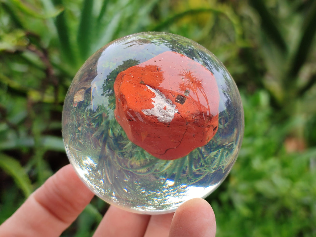 Polished Red Jasper cobbed piece in PVC Resin Sphere - sold per item - From South Africa - Toprock Gemstones and Minerals 