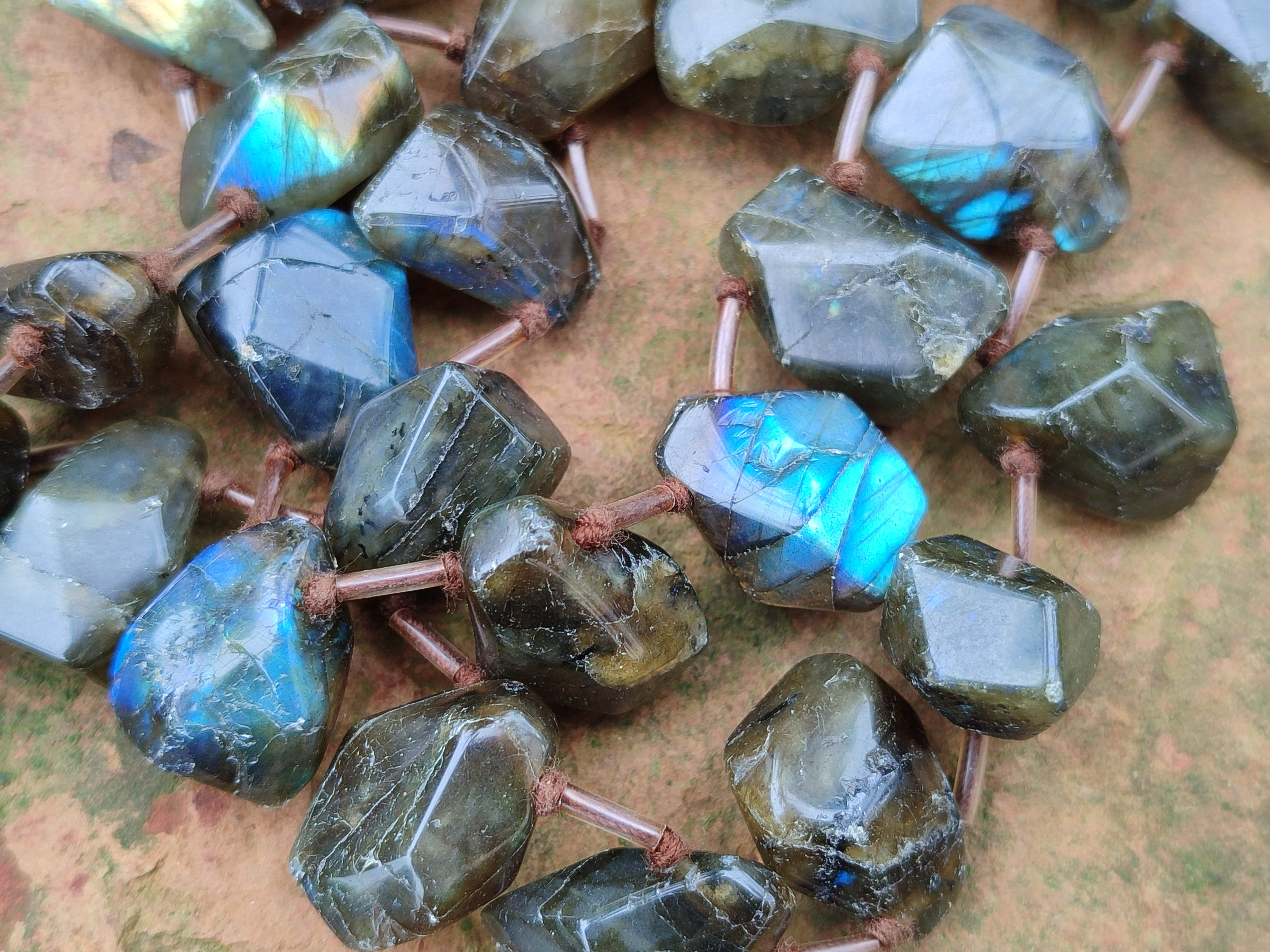Polished Labradorite Free Form Beaded Necklace - Sold Per Item - From Madagascar - Toprock Gemstones and Minerals 