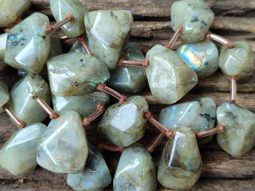 Polished Labradorite Free Form Beaded Necklace - Sold Per Item - From Madagascar - Toprock Gemstones and Minerals 