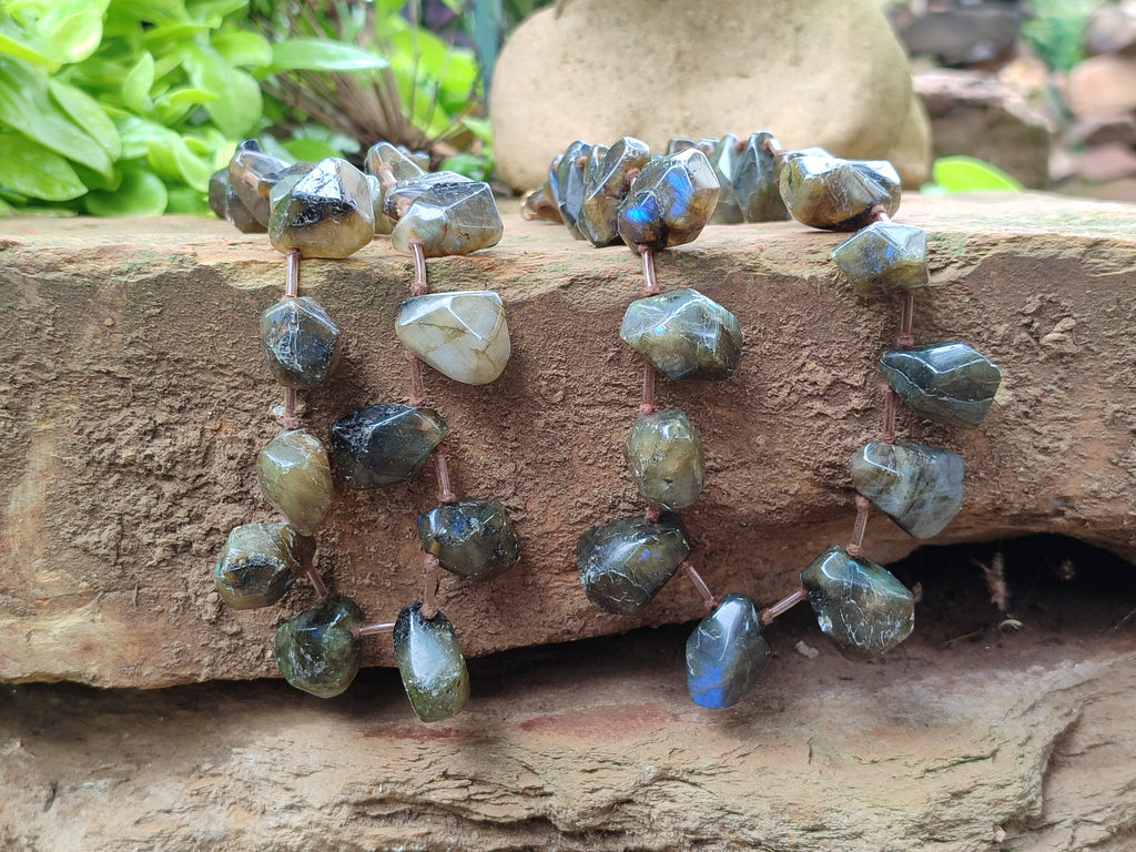 Polished Labradorite Free Form Beaded Necklace - Sold Per Item - From Madagascar - Toprock Gemstones and Minerals 