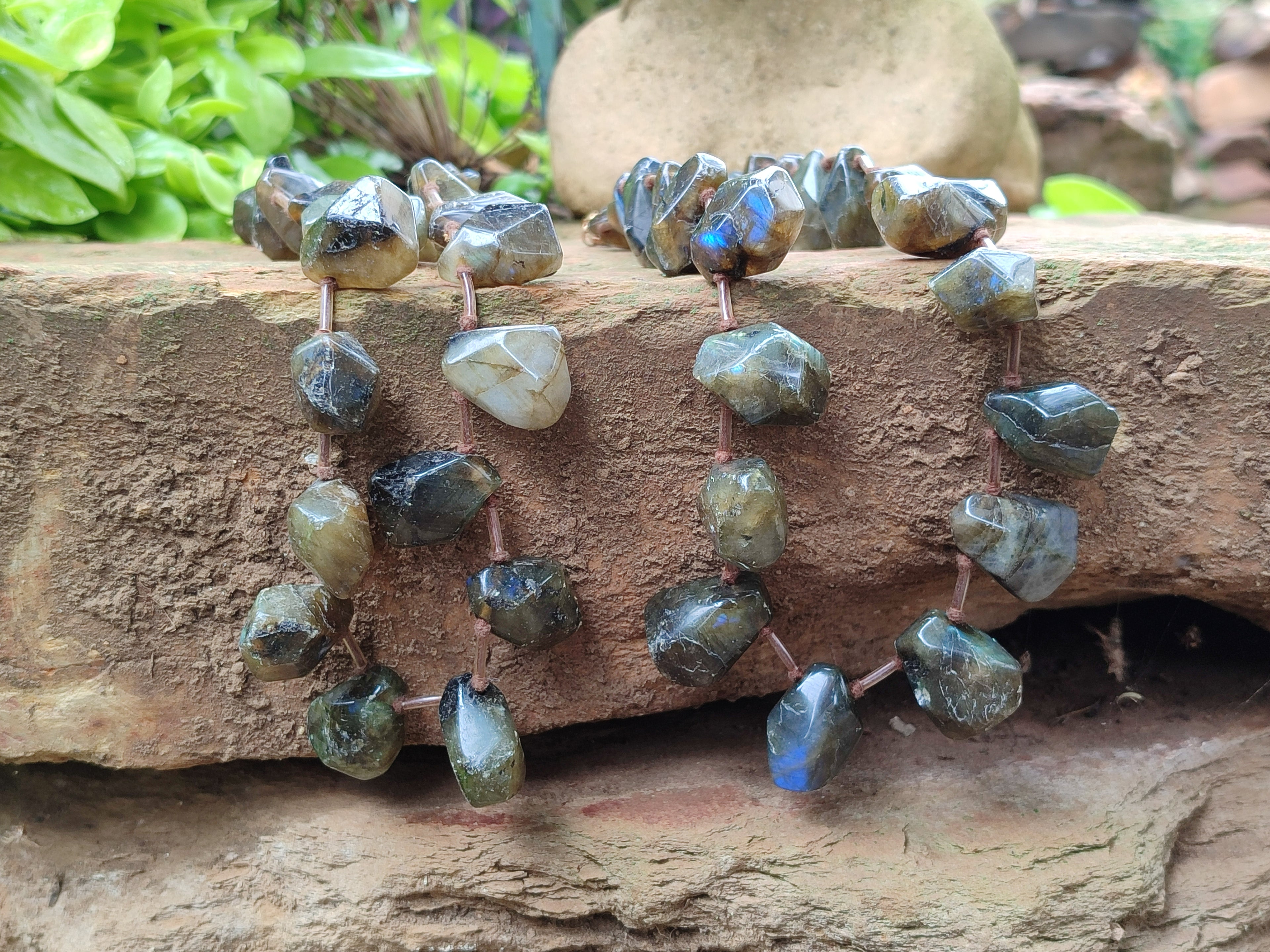 Polished Labradorite Free Form Beaded Necklace - Sold Per Item - From Madagascar - Toprock Gemstones and Minerals 