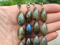 Polished Selected Flash Labradorite Oval Shaped Beaded Necklace - Sold Per Item - From Madagascar - Toprock Gemstones and Minerals 
