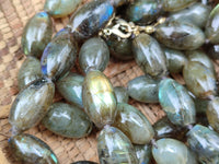 Polished Selected Flash Labradorite Oval Shaped Beaded Necklace - Sold Per Item - From Madagascar - Toprock Gemstones and Minerals 
