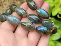 Polished Selected Flash Labradorite Oval Shaped Beaded Necklace - Sold Per Item - From Madagascar - Toprock Gemstones and Minerals 
