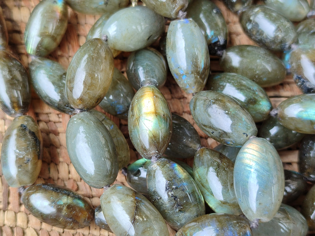 Polished Selected Flash Labradorite Oval Shaped Beaded Necklace - Sold Per Item - From Madagascar - Toprock Gemstones and Minerals 
