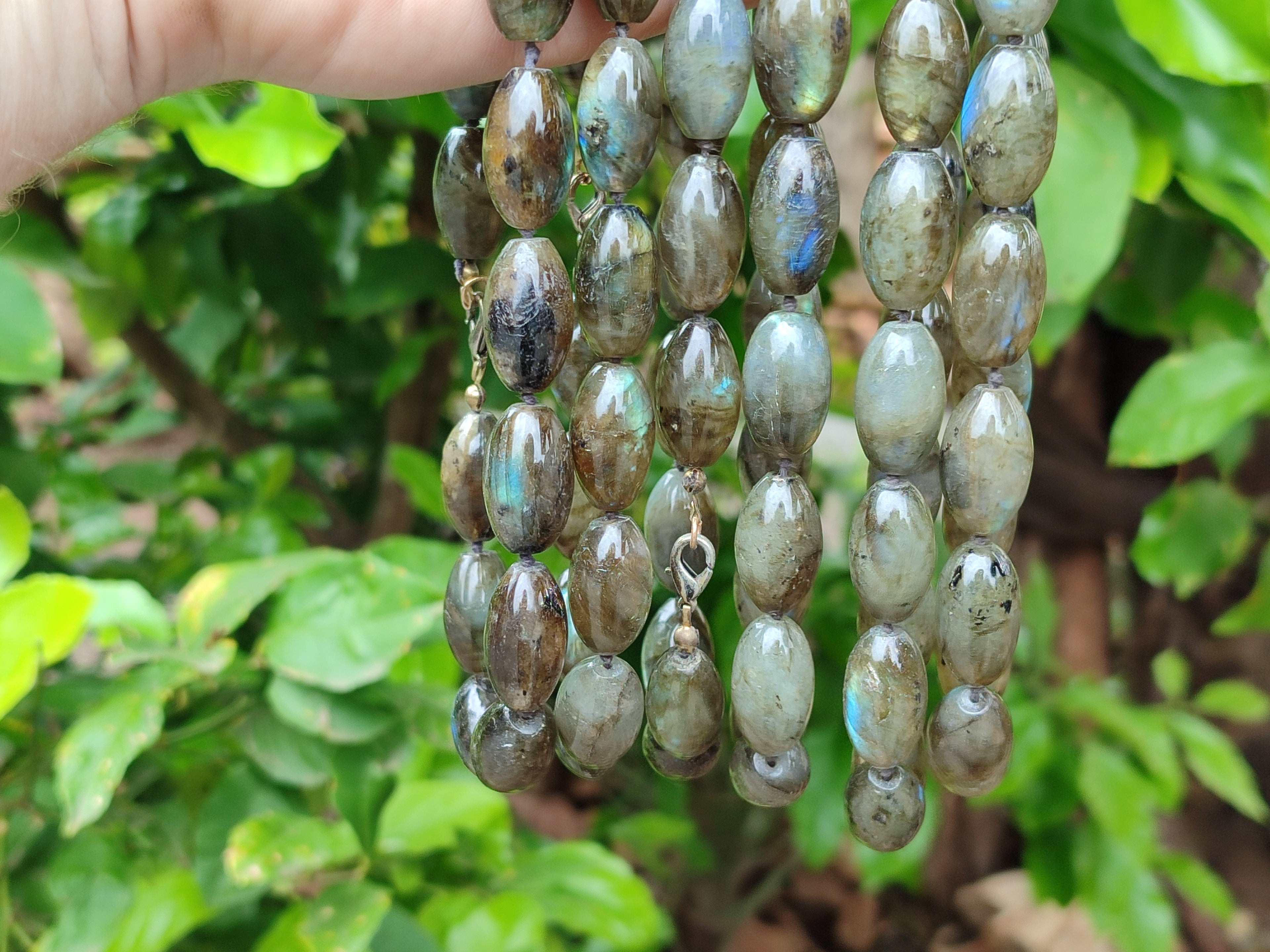 Polished Selected Flash Labradorite Oval Shaped Beaded Necklace - Sold Per Item - From Madagascar - Toprock Gemstones and Minerals 
