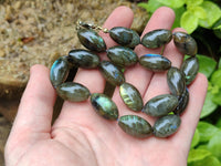 Polished Selected Flash Labradorite Oval Shaped Beaded Necklace - Sold Per Item - From Madagascar - Toprock Gemstones and Minerals 