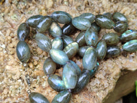 Polished Selected Flash Labradorite Oval Shaped Beaded Necklace - Sold Per Item - From Madagascar - Toprock Gemstones and Minerals 