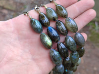 Polished Selected Flash Labradorite Oval Shaped Beaded Necklace - Sold Per Item - From Madagascar - Toprock Gemstones and Minerals 