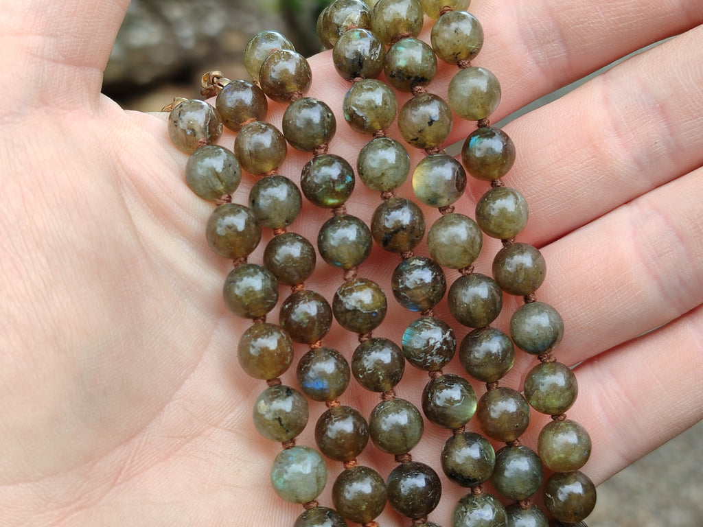Polished Labradorite Round Shaped Beaded Necklace - Sold Per Item - From Madagascar - Toprock Gemstones and Minerals 