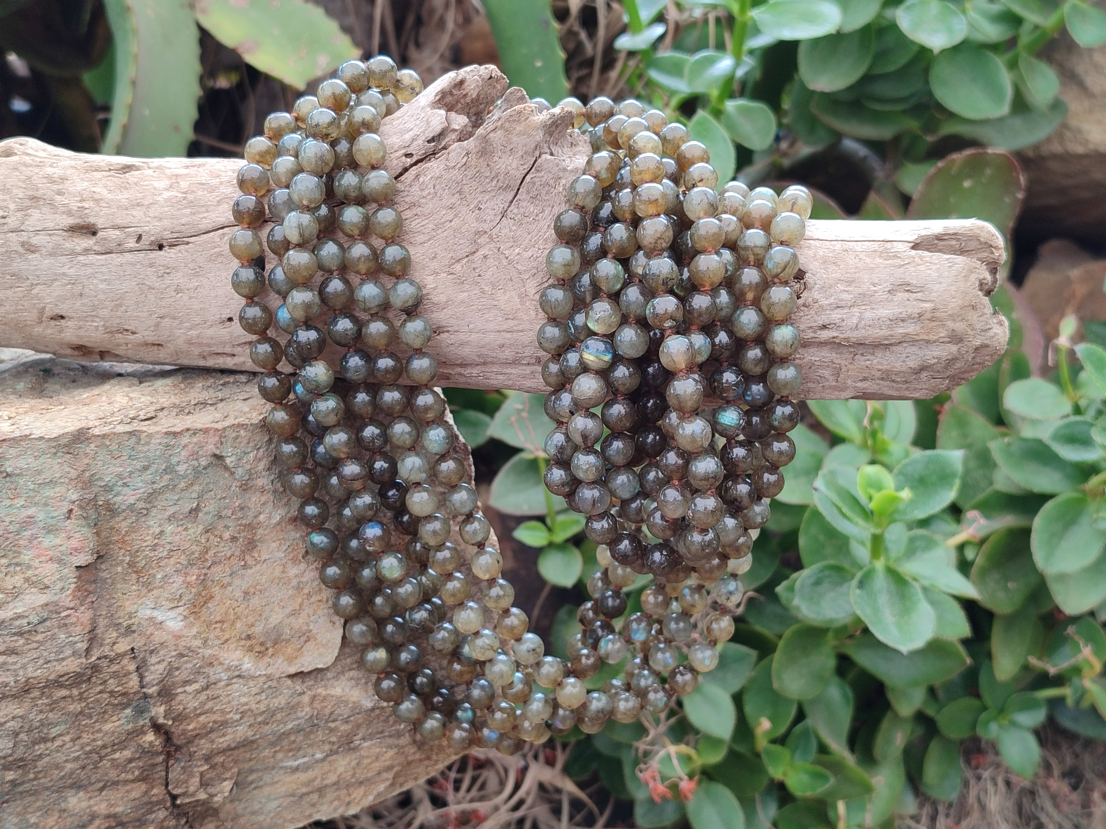 Polished Labradorite Round Shaped Beaded Necklace - Sold Per Item - From Madagascar - Toprock Gemstones and Minerals 