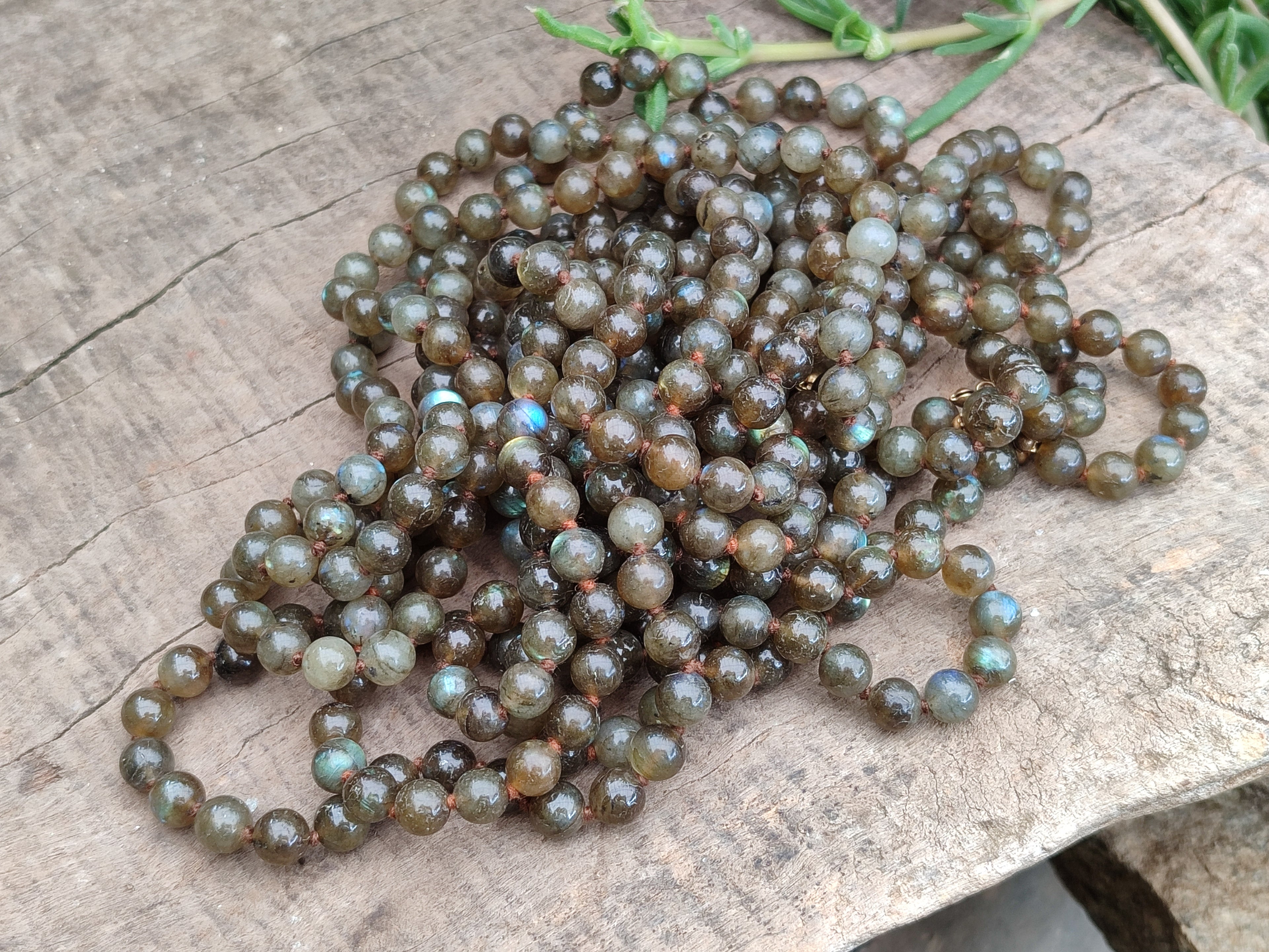 Polished Labradorite Round Shaped Beaded Necklace - Sold Per Item - From Madagascar - Toprock Gemstones and Minerals 