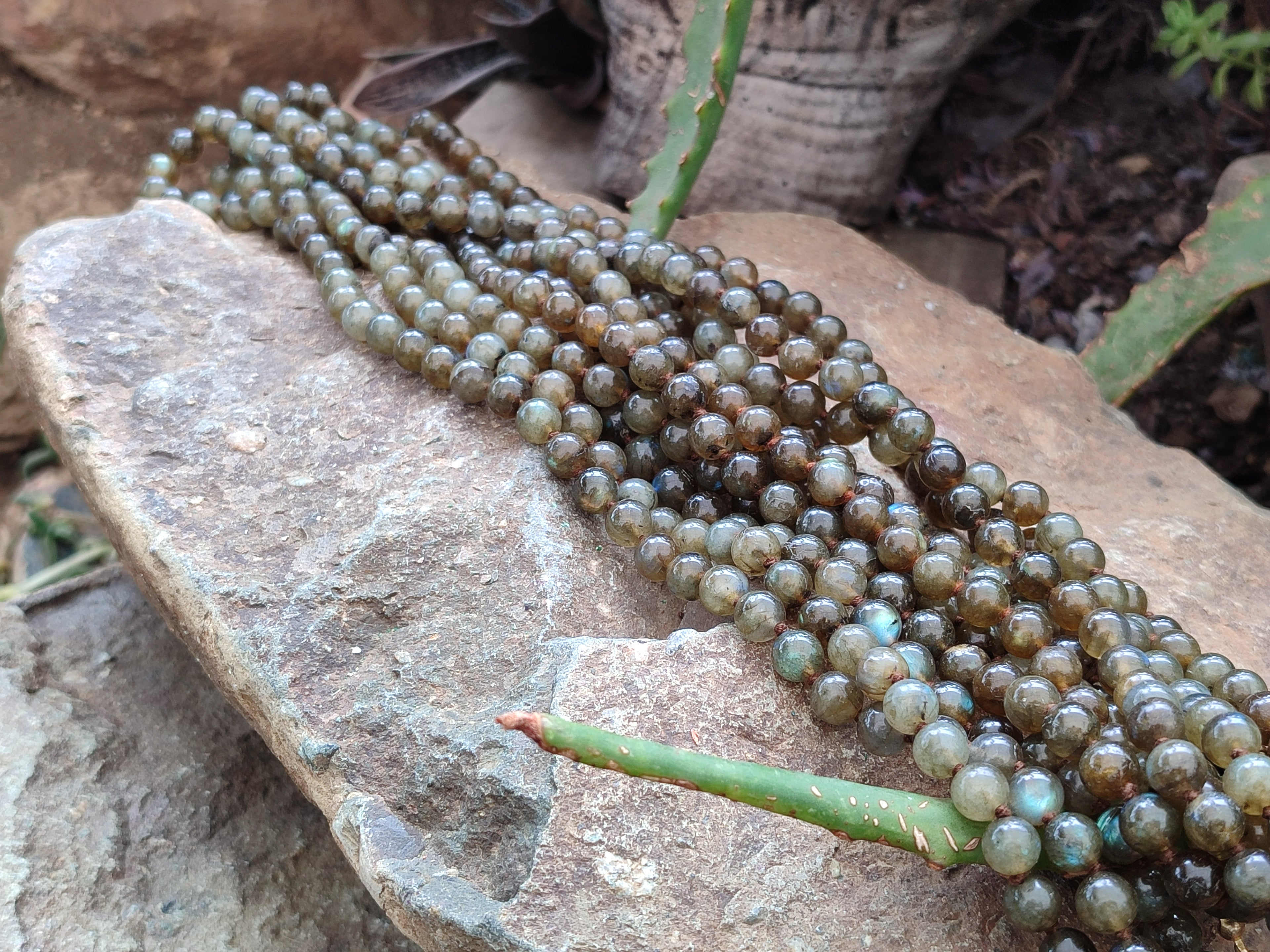 Polished Labradorite Round Shaped Beaded Necklace - Sold Per Item - From Madagascar - Toprock Gemstones and Minerals 