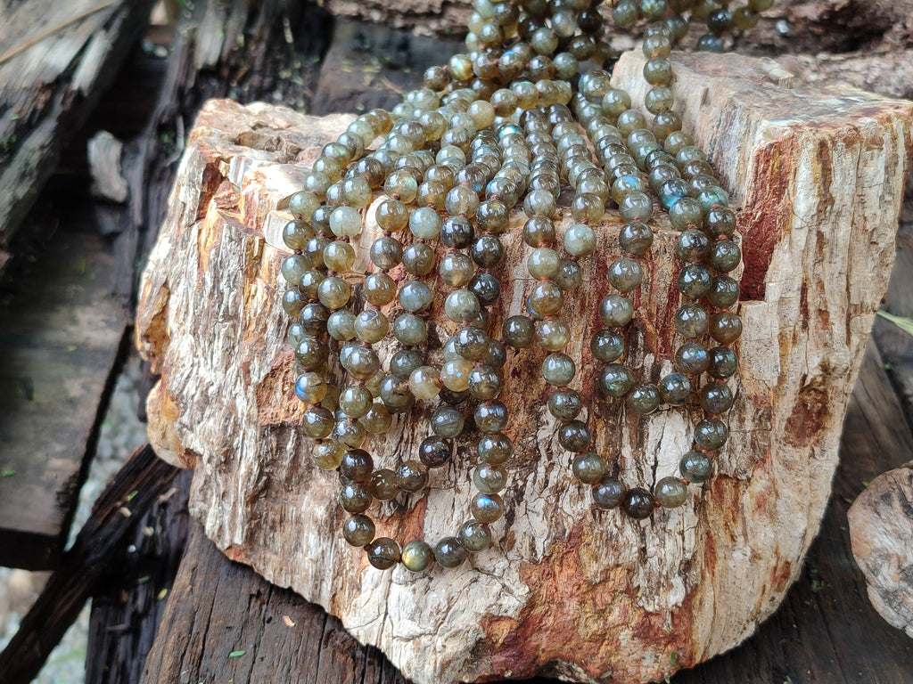 Polished Labradorite Round Shaped Beaded Necklace - Sold Per Item - From Madagascar - Toprock Gemstones and Minerals 