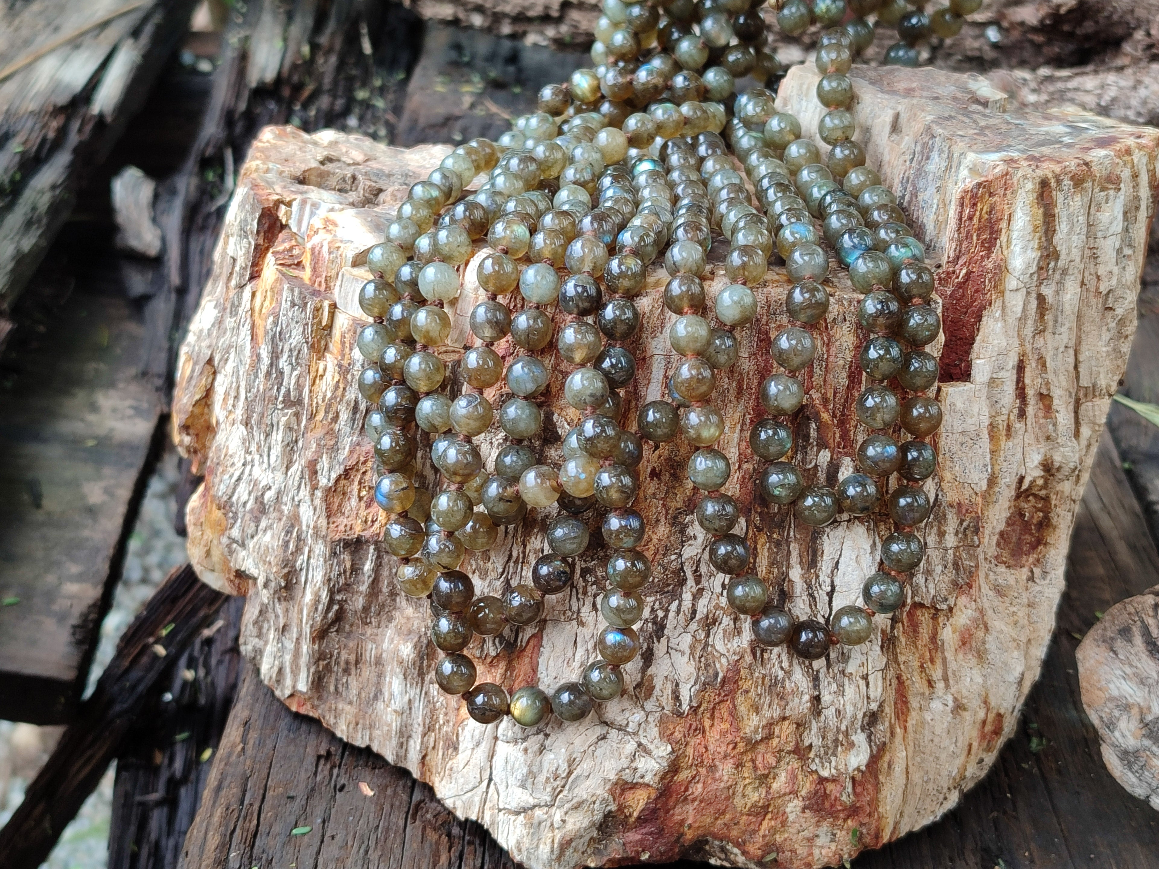 Polished Labradorite Round Shaped Beaded Necklace - Sold Per Item - From Madagascar - Toprock Gemstones and Minerals 