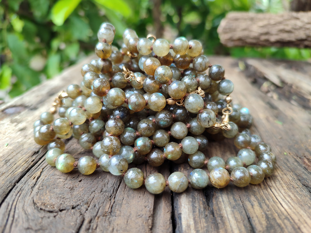 Polished Labradorite Round Shaped Beaded Necklace - Sold Per Item - From Madagascar - Toprock Gemstones and Minerals 