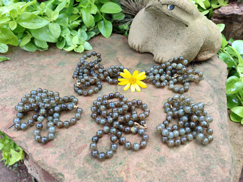 Polished Labradorite Round Shaped Beaded Necklace - Sold Per Item - From Madagascar - Toprock Gemstones and Minerals 