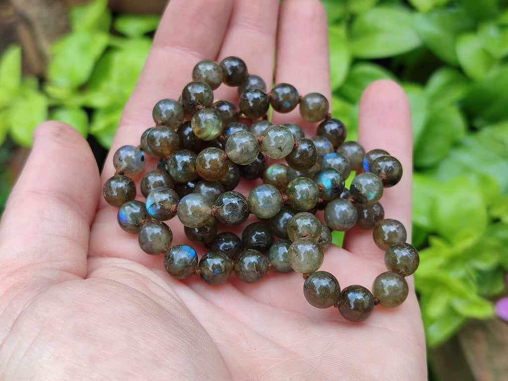 Polished Labradorite Round Shaped Beaded Necklace - Sold Per Item - From Madagascar - Toprock Gemstones and Minerals 