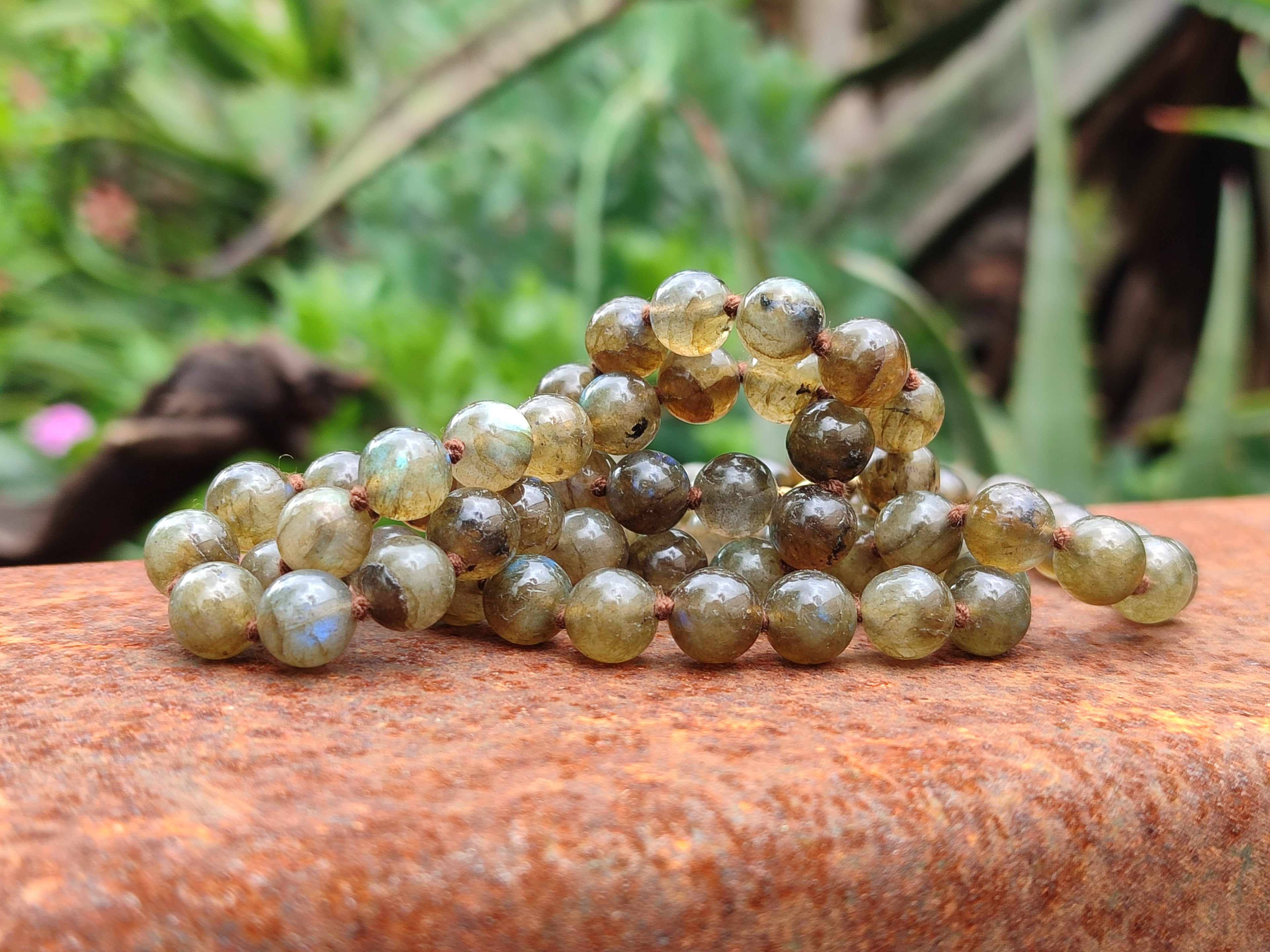 Polished Labradorite Round Shaped Beaded Necklace - Sold Per Item - From Madagascar - Toprock Gemstones and Minerals 
