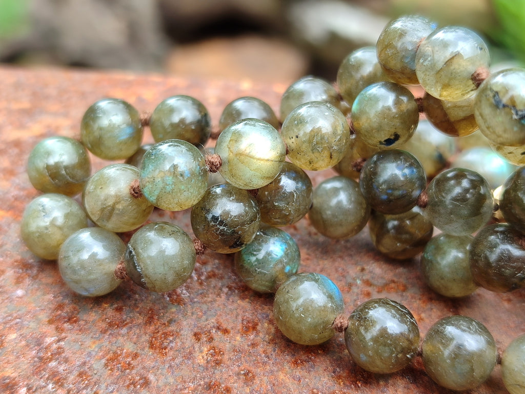 Polished Labradorite Round Shaped Beaded Necklace - Sold Per Item - From Madagascar - Toprock Gemstones and Minerals 